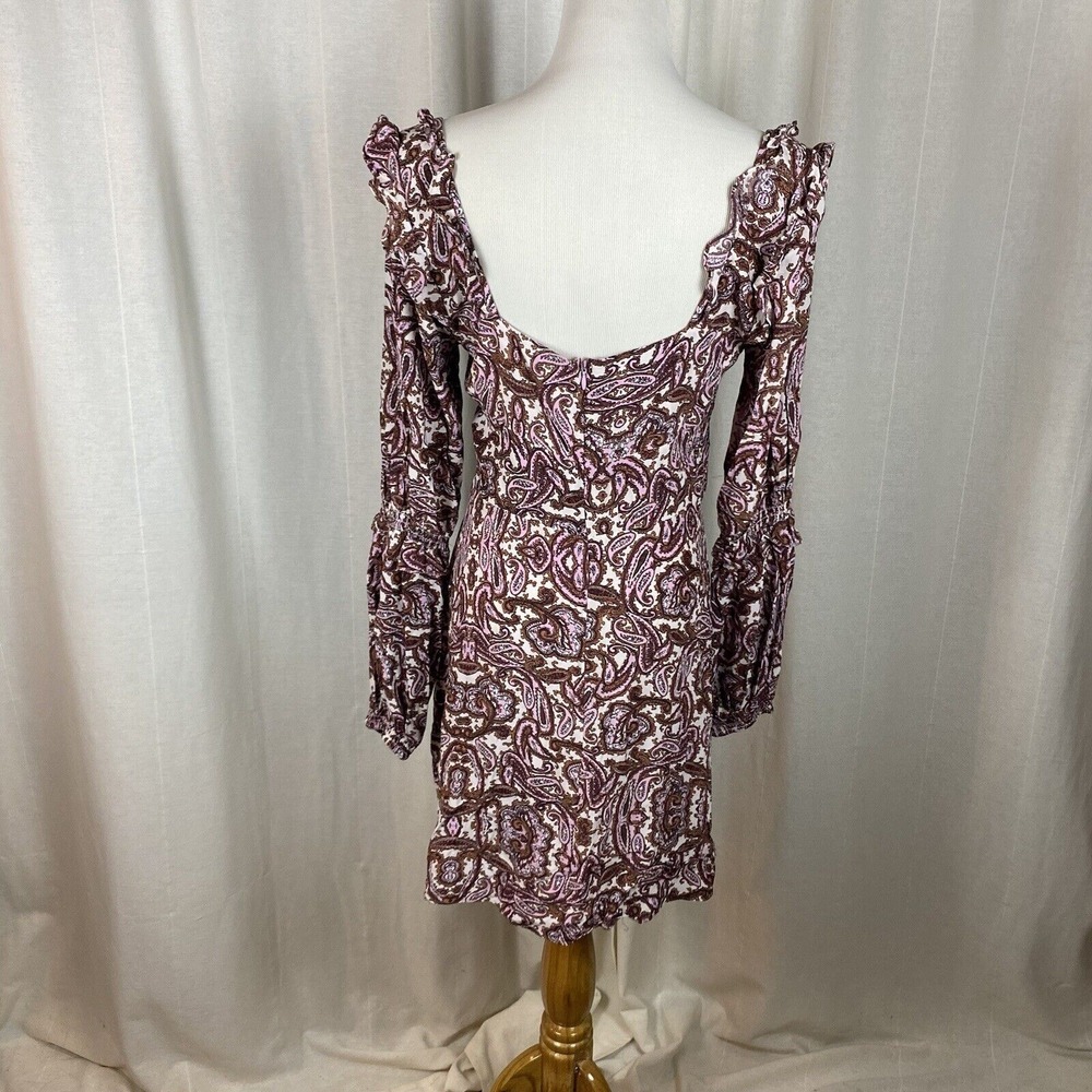 For Love & Lemons Women's Large Mini Dress Georgi Babydoll Paisley Ruffle - Picture 8 of 9